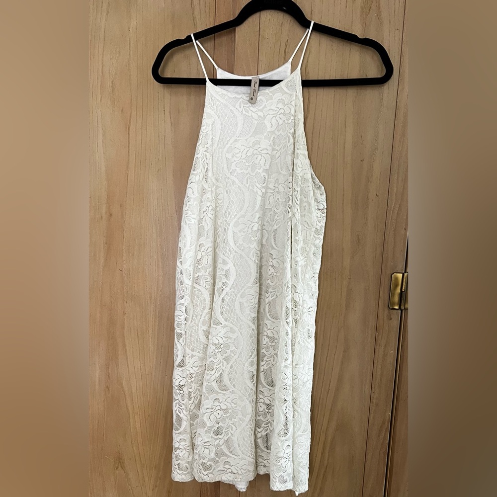 White lace tank top dress